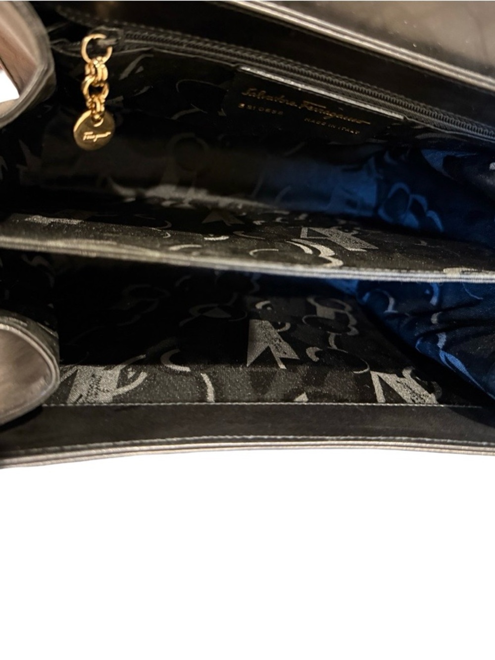 Salvatore Ferragamo Vintage Gancini Top Handle Bag Black Leather Gold Hardware - Picture 10 of 14